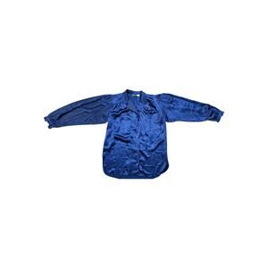 Vintage Levanté - Size 4 - 100% Pure Silk Navy Blue Button Down Blouse